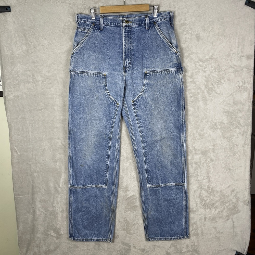 Vintage Carhartt Double Knee Jeans Mens 36x34 B73 DST Distressed Denim Pants